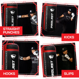 PROLAST 4 Ft 135 Lb XL Heavy Punching Boxing Bag for Adults, MMA, Martial Arts, Muay Thai, Kicking, Strength Training Equipment, Unfilled, New Edition Logo, Black and Red