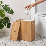 iEGrow 3 Gallon Wooden Trash Can with Lid, Small Waste Basket with Liner