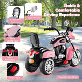 Costzon Kids Motorcycle, 6V Battery Powered Ride on Chopper Motorcycle w/Horn, Headlight, 3-Wheel Stable Ride on Toys, Electric Toddler Motorcycle for Kids, Gift for Boys Girls (Laser Pink)