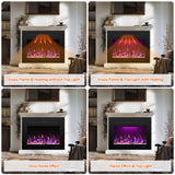 Rodalflame Electric Fireplace Inserts with 3 Flame & Top Light, Recessed Fireplace Heater, Thermostat, 750/1500W, Crackling Sound, Logs & Crystals, Timer, 32.2" W x 26" H Rear, No Wall Mount