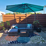 PURPLE LEAF Cantilever Umbrella 10 Feet Round 360° Rotation Turquoise