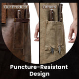 SYOKAMI Synthetic Leather Chef Cooking Apron for Men, Cross Back Apron for All-Day Comfort, Waterproof Apron with Multiple Pockets, Great for Kitchen, Garden, BBQ, Butcher Work or Crafts, Ideal Gift