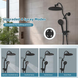 Hibbent cUPC Certified Self-cleaning Shower Head Combo, High Pressure 10'' Rain Showerhead with 3-Spray Handheld, All Metal Arm with Easy Reach 4-way Diverter, 71" Hose & Holder, Oil-rubbed Bronze