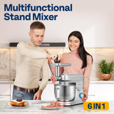 VIVOHOME 6-in-1 Stand Mixer, 8.5 Quart Electric Tilt-Head Kitchen Mixer with Bowl, Multifunctional Food Mixer for Cake, Bread, and Dough, Silver