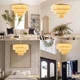 CEENWE D34.3 Round Alabaster Chandelier, 3-Tier Brass Marble High Ceiling Chandeliers, Modern Dining Room Chandeliers Living Room Light for Entryways, Foyer, Stair, Kitchen Gold(Include Bulbs)