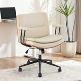 Home Office Desk Chair with Armrests & Wheels, Modern Walnut Swivel Rolling Executive Task Chair
