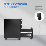 3-Drawer Mobile File Cabinet for Home Office - Under Desk Storage, Locking Keys,
