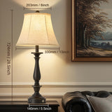 AIDENOEY 28.5" Traditional Table Lamp Set of 2, Rustic Farmhouse Table Lamps for Living Room Bedroom, Bedside Desk Lamps Vintage Nightstand Lamps with Silk Fabric Shades, Black Sweep White Gold