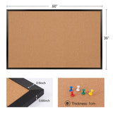 Board2by Extra Large Cork Bulletin Board 60" X 36", Black Wood Framed Corkboard for Wall, Wall Mounted Notice Pin Board with 18 Push Pins