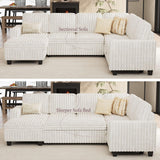 Belffin Corduroy Sleeper Sofa Bed with Storage Chaise Modular Sectional Sofa Couch