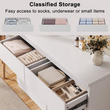 Jocoevol White 6 Drawer Dresser for Bedroom, 15.3" D x 47.2" W x 32.3" H in Simply Modern Chest of Drawers, Wood Storage Double Dresser with Deep Drawers for Living Room, Hallway Entryway, White