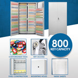 Barska 800-Position Key Lock Box – Solid Steel Key Cabinet with Adjustable Numbered Hooks, Key Log Sheet