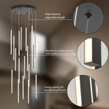 BESTWEST 98" Modern LED Chandelier, 18-Lights Dimmable High Ceiling Large Hanging Lighting Fixture for Loft Villa Living Room Stairs Foyer (Black, 18-Lights 19.7in)