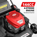 AMERISUN Gas Lawn Mower 21-Inch, 144cc Walk Behind Push Mower with 3-in-1 Mulching, Rear Bag & Side Discharge, 6-Position Adjustable Cutting Height, Heavy-Duty Steel Deck for Yard & Garden Care