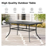 MFSTUDIO Outdoor Dining Set with 13 ft Umbrella for 6, Grey Chairs