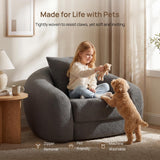 SICOTAS Curved Sofa Couch Bed for Living Room Convertible Futon Cloud Boneless Sleeper Chair Pull Out Floor Couch with Deep Seat Sofa Set Foam No Assembly Required for Bedroom Apartment, Dark Grey