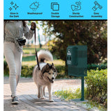 Flash Furniture Kessler Compact Dog Waste Station with Rectangular Lidded Trash Can and Locking Roll Waste Bag Dispenser, Green
