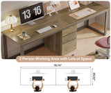 Tribesigns 78.7'' 2 Person Computer Desk with 3 Drawers, Extra Long Double Office Desk with Storage, Modern Dual Study Writing Table Workstation for Home Office, Rustic Brown