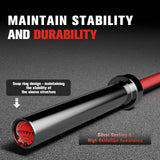 RitFit Elite 6.6ft Olympic Barbell, Robust 33lb Barbell for Weightlifting and Powerlifting, Superior Olympic Bar with Exceptional 900lbs Load Capacity, Weight Bar for 2” Standard Plates Sliver/Red