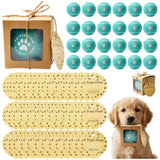 24 Pack Light Blue Tennis Balls Wedding Favors for Dog Lovers, 2.5 Inch, "Fur Ever Love" Paw Print, Includes Individual Boxes, Cards and Twine