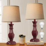 ROTTOGOON Dimmable Table Lamps Set of 2, Rustic Farmhouse Table Lamps for Living Room Bedroom, Bedside Desk Lamps for end Tables, Touch Lamps for nightstand, 9W Bulbs Included, 22", Antique Red