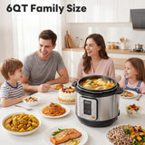 Sweetcrispy 16-in-1 Electric Pressure Cooker 6QT, 12-Preset Multi Cookers with Ceramic Pot, Slow Cook Rice Steamer Sauté Soup Yogurt Maker and More, Recipe Book