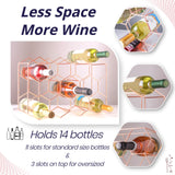 Gusto Nostro Countertop Wine Rack - 14 Bottle Freestanding Modern Metal Wine Rack - 3 Tier Tabletop Wine Holder Stand for Cabinet (Small, Rose Gold)