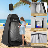 Wolfwise Pop Up Shower Tent with Floor, Portable Instant Changing Tent with Ventilation Window & Carry Bag, Privacy Bathroom Toilet for Beach, Camping & Outdoor, Width 47 ", Height 75 ", Black