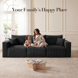 115" Modular Sectional Sofa, 3-Seater Boneless Cloud Couch, Black