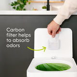 Compost Genie Kitchen Compost Bin, White Stainless-Steel Large, 3.6 Gallon, Indoor Odorless Composting, Hands-Free, Washable Parts, Includes 8 Tear-Off Compostable Bags and 4 Carbon Filters