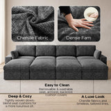 ReeQuo 150" Oversized Sleeper Sofa Cloud Couch Modular Sectional Sofa