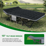 Camping Cot, 28'' Wide Heavy Duty Sleeping Bed for Adult, Protable Folding Cot with Mattress & Carry Bag (Black)