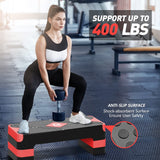 GYMMAGE Aerobic Exercise Stepper - Adjustable Height Workout Platform, 26.5" Step Deck with 4", 6", 8" Risers, Women's Home Gym Cardio Fitness