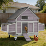 Wooden Chicken Coop Outdoor Hen House with Nesting Box, Ventilated Window, Ramp, Poultry Cage Hen House for Backyard Farm