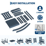HDPE Rocking Chair Outdoor Set of 4 with 2 Side Table, High Back Rocker