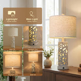 OYEARS Bedside Table Lamps Set of 2 with USB & Night Light, 22'' Farmhouse Bedroom Lamps for Nightstand, Vintage Table Lamps for Bedroom Living Room Home Offce (Bulb Included)
