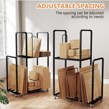 lukar Carton Cart Stand, 2-Tier Cardboard Box Stand, Metal Cardboard Box Storage Rack, Carton Stands for Boxes with Wheels and Handle, Cardboards Organizer for Home Supermarket Warehouse Commercial