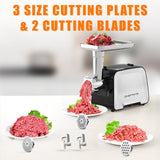 CHEFFANO Life Electric Meat Grinder, Stainless Steel Sausage Stuffer Maker With 2 Blades, 3 Plates, Sausage Tube & Kubbe Kit, [2000W Max] Heavy Duty for Home Use