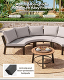 Oasbira Outdoor Patio Sectional Modular Sofa, Aluminum 1 Piece Curved Patio Couch with Washable Cushions, All Weather PE Rope Sofa for Backyard,Porch, Deck, Poolsid, Gray