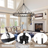 YLCHYTDZSW 24-Light Black Wagon Wheel Chandelier for Living Room 52 Inch Farmhouse Chandeliers Large Round High Ceilings Light Fixtures for Entryway Dining Room Foyer Kitchen Island