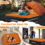 CHERIMOR Queen Air Mattress with Built-in Pump, 800 lbs Max Support, Stable Edges Design, 48-Hour Leak-Tested Durable PVC, 3-Min Fast Inflation, Portable Inflatable Bed for Home Guests & Travel