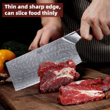 FINDKING Nebula Series Cleaver Knife, Multipurpose Chinese Chef Knife, 10Cr15CoMov Damascus Steel Blade, Resin and Figured Sycamore Handle, Full Tang, 7 Inch, Red, for Meat, Vegetable Shredding