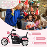 Costzon Kids Motorcycle, 6V Battery Powered Ride on Chopper Motorcycle w/Horn, Headlight, 3-Wheel Stable Ride on Toys, Electric Toddler Motorcycle for Kids, Gift for Boys Girls (Laser Pink)