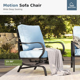 MFSTUDIO 5 Piece Metal Patio Furniture Set with Blue Cushions