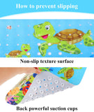 Secopad Bath Mat for Tub Non Slip, Machine Washable Anti-Slip Cartoon Baby Bathtub Shower Mat with Drain Holes and Suction Cups for Toddler & Kids (40 Inch x 16 Inch-Rectangular, Turtles)