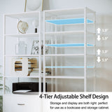 IRONCK Industrial Bookcase with File Cabinet Drawers, 71.6 in Tall Bookshelf 5 Tier, Freestanding Storage Home Office Cabinet Organizer, Rustic Home Decor, White