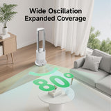 Xcity TP09Pro Commercial Bladeless Tower Fan, 3-in-1 Air Purifier, Space Heater & Cooling Fan, Remote Control, HEPA H13 Filtration for Bedroom & Home Office, Silver & White