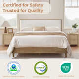 CHITA Queen Size Platform Bed, with Boucle Upholstered Headboard and Wooden Slats Support, No Box Spring Required, Natural Oak