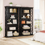 Tribesigns 6-Tier Bookcase Set of 2, 71 Inches Industrial Bookshelves and Bookcases, Floor Standing 5 Shelf Display Storage Shelves Tall Bookcase for Home Office, Living Room, Bed Room, Black