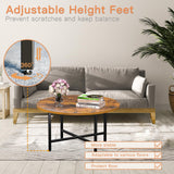 FAMIDGE Round Coffee Table, 23.6" Small Coffee Tables for Living Room, Circle Coffee Table with Metal Frame, Floor Table Desk for Sitting on The Floor, Home, Office, Rustic Brown